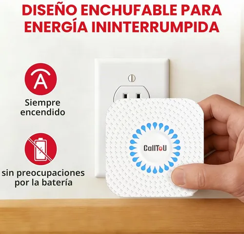 Vista 7 de CallToU Botón de llamada para personas mayores en casa, campana de llamada inalámbrica de 500 pies con 1 vibrador portátil y 1 receptor enchufable