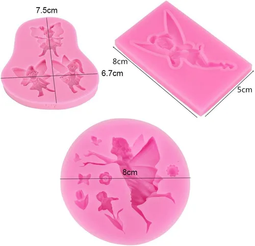 Vista 2 de Juego de 3 moldes de silicona para decorar cupcakes, arcilla polimérica, manualidades, resina epoxi, fabricación de joyas
