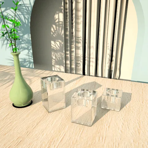 Vista 5 de Juego de 3 candelabros orgánicos transparentes – Centros de mesa de velas modernos para mesa de comedor, sala de estar y decoración de chimenea