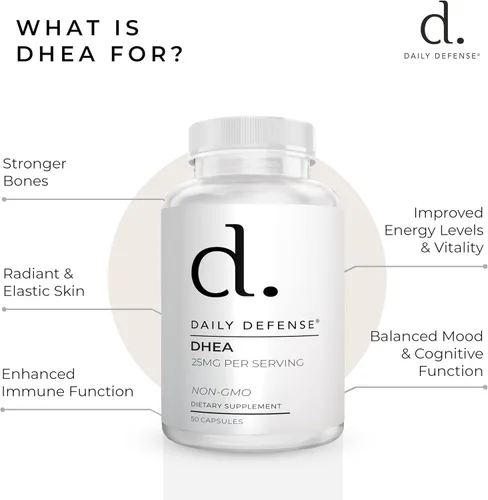 Vista 5 de Pure DHEA 25mg para mujeres y hombres Suplemento de DHEA para mujeres y hombres, la dosis justa de vitaminas DHEA para vitalidad, impulso de energía