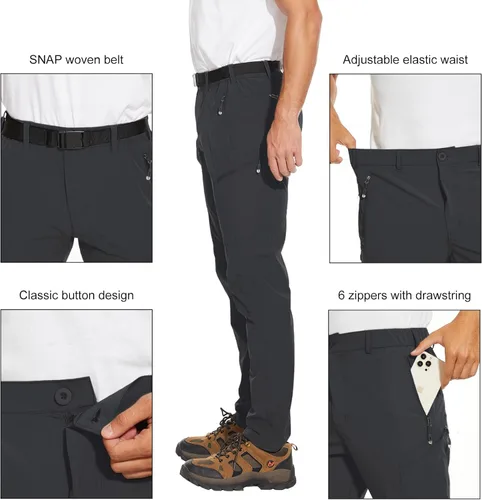 Vista 3 de Arunlluta Pantalones de senderismo para hombre, pantalones de viaje para senderismo, resistentes al agua, pantalones de trabajo para hombre