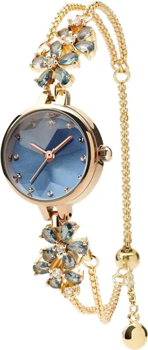 Vista 11 de TIME100 Reloj de pulsera para mujer, de cuarzo, con esfera verde, bisel con cristales en el movimiento, correa de pulsera con diamantes, resistente