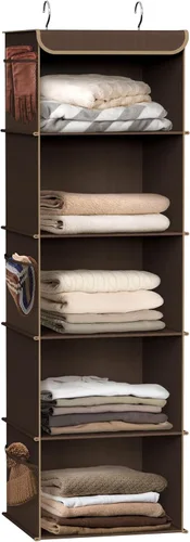 Vista 10 de Simple Houseware Organizador de armario colgante de 5 estantes, color negro