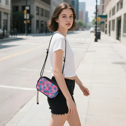 Vista 5 de Oil Painting with Retro Blue Flowers Cute Crossbody Bags Men Comfort with Credit Card Slots Messenger Bag Crossbody Go shopping bolso manos libres