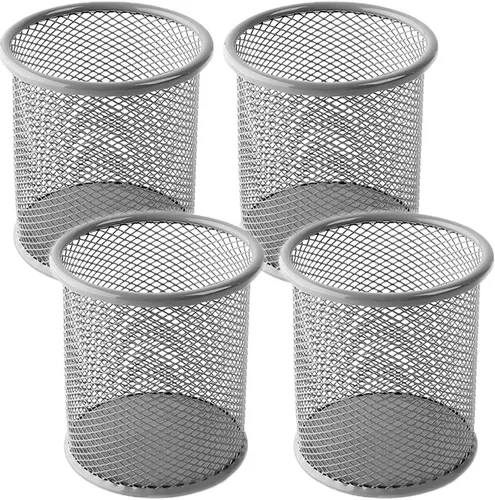 Vista 9 de Ameceres Paquete de 4 soportes de malla de alambre para lápices, vasos de metal, estuche organizador de bolígrafos, tarro negro para oficina y hogar
