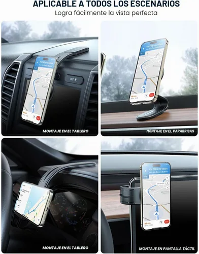Vista 3 de eSamcore Soporte para Auto MagSafe Desmontable, Brazo de Aluminio Flexible Soporte Magnético de Teléfono para Auto 【20 Imanes Fuertes】 Soporte