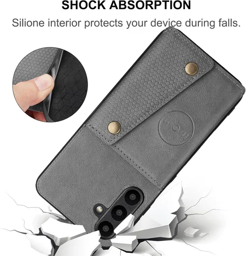 Vista 5 de Funda compatible con OnePlus Nord 2 5G DN2101 DN2103 Kickstand [piel sintética + carcasa + tarjetero] 2 en 1 cubierta magnética negra