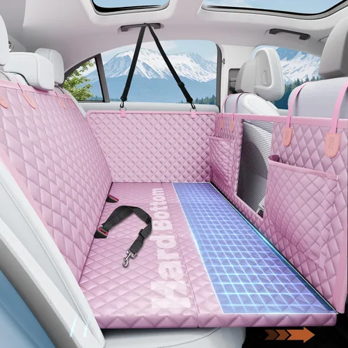 Vista 10 de Funda de Asiento de Coche para Perro para Asiento Trasero con Fondo Rígido, Extensor de Asiento Trasero Impermeable para Perros, Hamaca para Perros