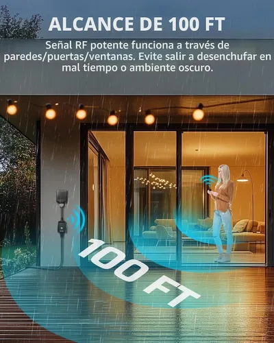 Vista 5 de DEWENWILS Toma de control remoto para exteriores para decoración navideña, interruptor de control remoto inalámbrico de 125 V 15 A, 1 control