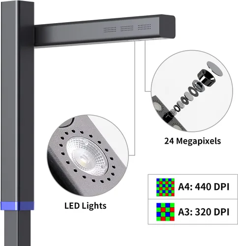 Vista 2 de CZUR Shine Ultra Pro Escáner de Documentos de 24MP, Escáner de Libros USB, Cámara de Documentos Portátil, Escáner de Libros de Formato Grande A3