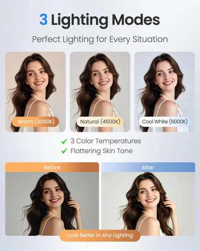 Vista 3 de UBeesize Trípode magnético para selfie stick con luz regulable y control remoto recargable, soporte de trípode portátil de viaje para teléfonos