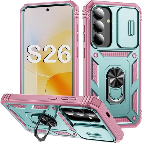 Vista 65 de PASNEW Funda militar para iPhone 13 Pro Max, cubierta de cámara deslizante y soporte de anillo de metal de 360°, carcasa rígida multicapa resistente