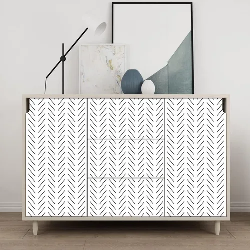 Vista 8 de Erfoni Papel tapiz de despegar y pegar en blanco y negro, papel de contacto geométrico moderno, papel de contacto negro, extraíble, a rayas