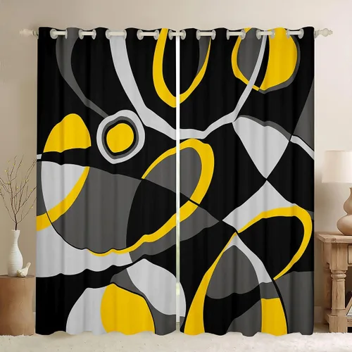 Vista 16 de Feelyou Cortinas de videojuegos negro y gris para niños, dormitorio, música, audífonos, notas, cortinas de ventana, para niños, adolescentes