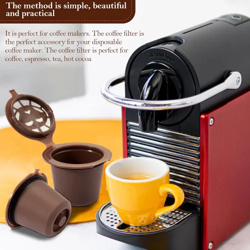 Vista 7 de Cápsulas de café reutilizables recargables para tazas Nespresso OriginalLine Rugam Food Grade Coffee Pods Refillable Espresso Capsules Filter Cup