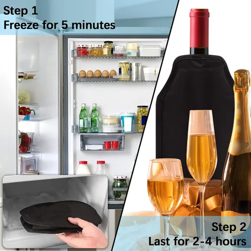 Vista 4 de Funda enfriadora de vino, para botella de vino, de gel, para congelador, larga duración, mantiene el vino fresco y frío, para botellas de vino