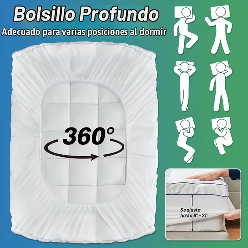 Vista 6 de Cubrecolchón tamaño Queen, extra grueso, para dolor de espalda, bolsillo profundo de 6 a 21 pulgadas, 60 x 80 pulgadas, color blanco