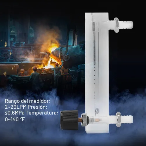 Vista 7 de Caudalímetro de gas de aire acrílico 2-20LPM con válvula de control para medir gas de control