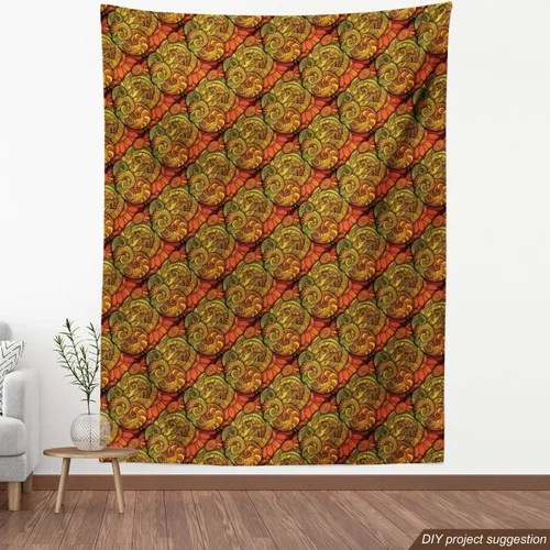 Vista 4 de Ambesonne Tela de cachemira por The Yard, diseño abstracto con flores con líneas de contorno, tela decorativa para tapicería y detalles del hogar