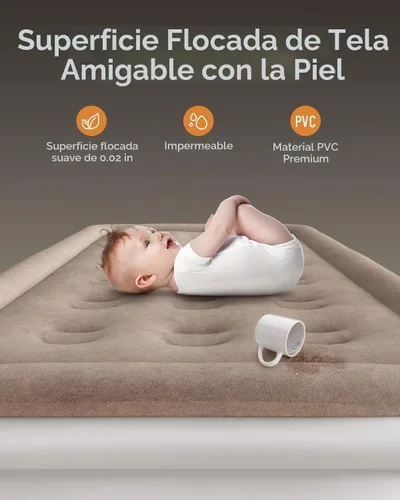 Vista 7 de NatraCalm Colchón de Aire Gemelo con Bomba Incorporada Elevado, Colchón Inflable para Huéspedes Casa Camping, Colchón Inflable Tamaño Gemelo en 2