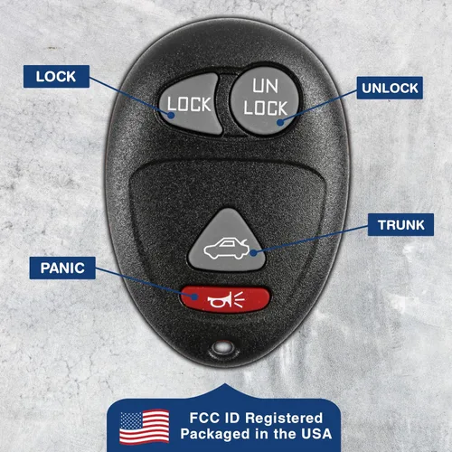Vista 6 de Llave control remoto de repuesto KeylessOption, de 4 botones, para acceso sin llave, Negro