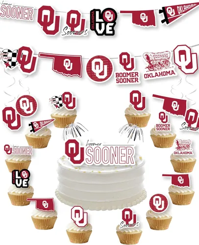Vista 36 de Suministros de fiesta de la Universidad de Alabama para fútbol de Bama, regalo de cumpleaños Roll Tide, pancarta de fiesta de graduación de UA