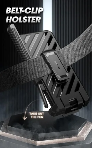 Vista 6 de SUPCASE Funda para Samsung Galaxy Z Fold 5 con soporte incorporado, color negro Built-in Screen Protector, Detachable Belt Clip, S Pen Holder