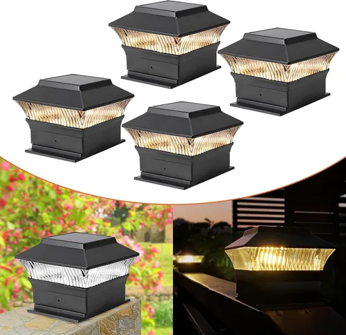 Vista 17 de Paquete de 4 luces solares para tapa de poste, modernas #2: se adapta a postes de vinilo de 4 x 4 y madera de 5 x 5 pulgadas, temperatura de 3