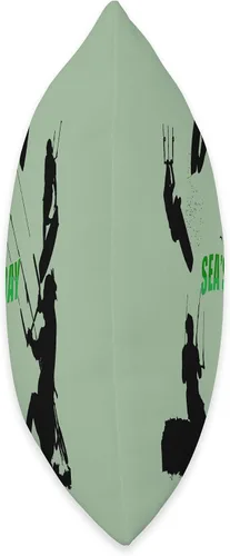 Vista 2 de Kitesurf Gifts and Surf Lover Tees by taiche Kitesurfer Pattern Black Silhouette Seas The Day Fun Pun 2 Throw Pillow, 16x16, Multicolor