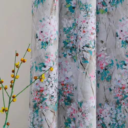 Vista 11 de MYSKY HOME Cortinas florales de 45 pulgadas de largo para sala de estar, baño, aislamiento térmico, cortina de oscurecimiento de la habitación
