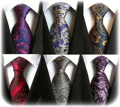 Vista 47 de WeiShang Lote de 6 corbatas clásicas de seda para hombre, corbatas tejidas jacquard