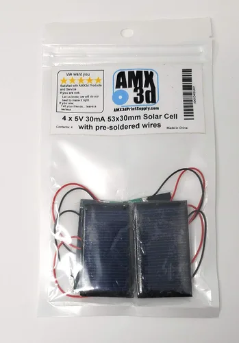 Vista 5 de AMX Solar 5V 30mA 53X30mm Micro Mini Células de Energía para Paneles con Cables - Proyectos DIY - Juguetes - 3.6V Carga 4 Pcs