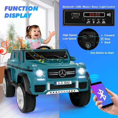 Vista 5 de Mercedes-Benz G650S - Auto de paseo para niños, JOYLDIAS 12V7AH Kids Ride On Truck con control remoto de 2.4 GHz, 3 velocidades, Bluetooth, música