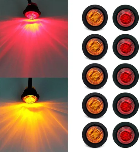 Vista 12 de Luz LED Purishion de 10 x 3/4 pulgadas. Luz redonda para faro delantero y trasero, luz indicadora para camión, coche, remolque, furgoneta, caravana