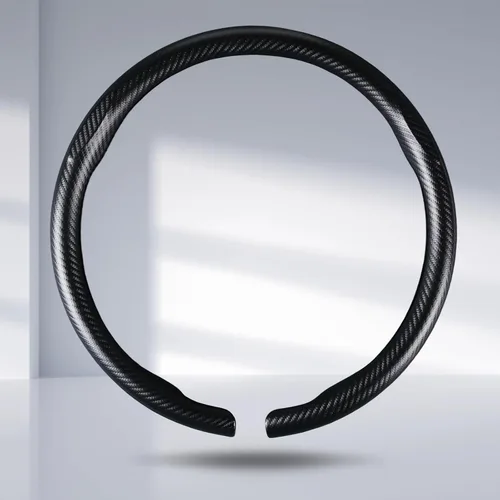 Vista 8 de Funda para volante de automóvil de fibra de carbono a presión, accesorios para volante, envoltura 14.5-15 pulgadas, agarre universal antideslizante