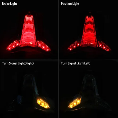 Vista 4 de Luz Trasera LED Integrada Señal de Freno y Giro para KAWASAKI 2019-2023 ZX-6R(636)/2014-2024 Z1000 ZX-10R ZX-10RR (Lente Verde Menta)