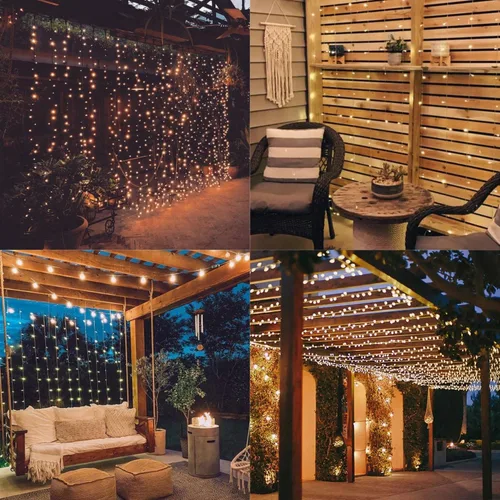 Vista 7 de Tira de luces LED de 33 pies, 100 luces LED de hadas de cinta estrellada flexible, 8 modos con temporizador de 6 horas, impermeable, cable