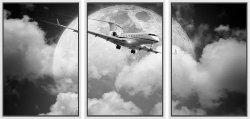 Vista 31 de wall26 Lienzo enmarcado para pared, juego de arte exótico tropical, océano, mar, avión, puesta de sol, transporte, fotografía, realismo, decorativo