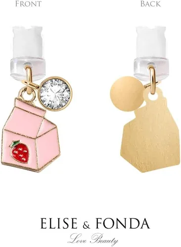 Vista 4 de ELISE & FONDA CP195 Puerto de carga USB Anti Polvo Plug Little Strawberry Milk Colgante Teléfono Charm para iPhone 11/XS MAX/XR/X/8 Plus/7/6S/8/SE