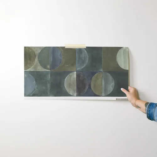 Vista 7 de Muestras de papel tapiz para despegar y pegar, azulejos de piedra, negro, marrón, verde, círculo, 70S, luna, neutro, papel tapiz extraíble por