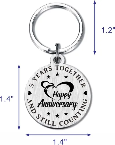 Vista 2 de Llavero de aniversario de regalo para él y ella, decoración de aniversario de boda feliz regalos para marido y esposa