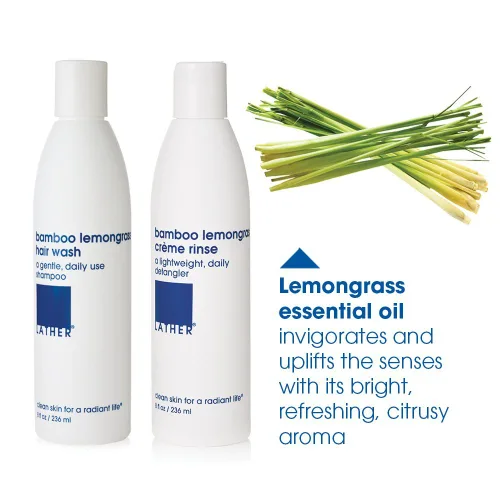 Vista 5 de LATHER Bamboo Lemongrass Champú y acondicionador – Suave champú hidratante diario y acondicionador desenredante para todo tipo de cabello – Ligero