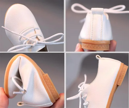 Vista 4 de Zapatos planos estilo británico con cordones para niños pequeños y niñas pequeñas