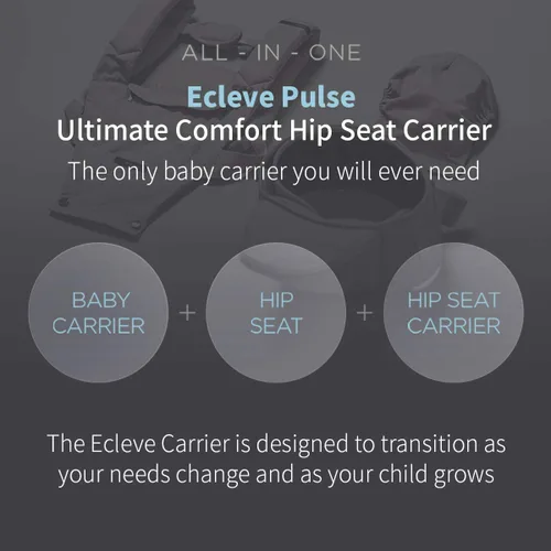 Vista 6 de ÉCLEVE Pulse Ultimate Comfort - Portabebés con asiento de cadera – galardonado transporte delantero y trasero saludable para la cadera en 9