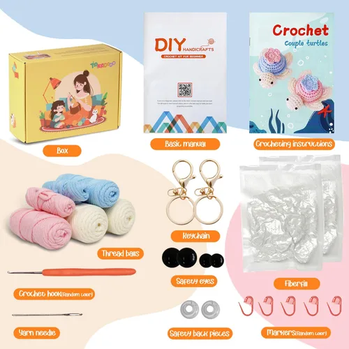 Vista 7 de TAKADODO Kit de ganchillo para principiantes - Kits de aprendizaje de ganchillo para adultos principiantes con tutoriales en video paso a paso