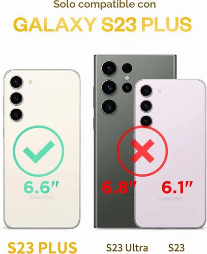 Vista 2 de DEERLAMN Funda para Samsung Galaxy S23+ Plus con cubierta deslizante para cámara+protector de pantalla (1 paquete), soporte giratorio con anillo