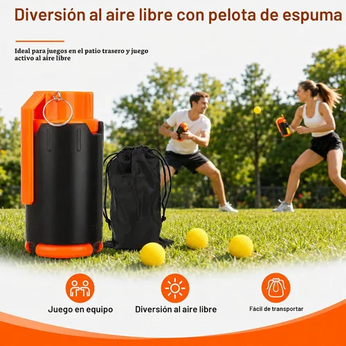 Vista 4 de Aevdor - Granada de juguete con 10 bolas de espuma para juegos de batalla, naranja