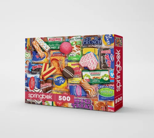 Vista 2 de Springbok - Snack Treats - Rompecabezas de 500 piezas - Foto nostálgica de nuestros aperitivos favoritos del pasado Snack collage puzzle with