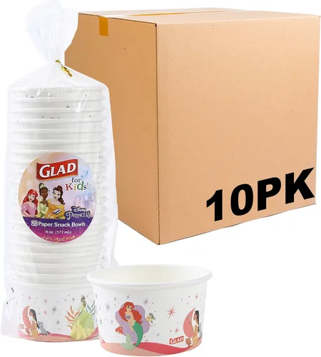 Vista 8 de Glad para Niños Cuencos de Papel para Snacks de Princesas Disney, "Magic is in All of US" - Resistentes, Aptos para Microondas, Tazas Desechables