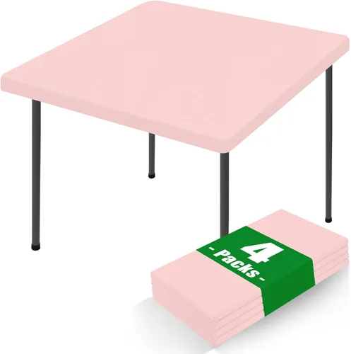 Vista 28 de Moosfor Paquete de 4 manteles rectangulares de elastano de 4 pies, elásticos y ajustables para pícnic, elásticos y lavables, para exteriores, Beige